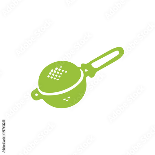 Vibrant Green Tea Strainer Icon A Simple Kitchen Utensil Graphic