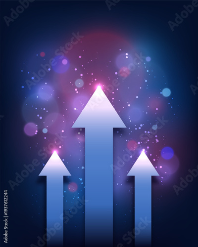 Three glowing blue arrows r...