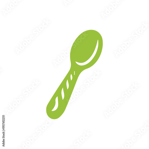 Stylized Light Green Spoon Icon For Healthy Eating And Food Logos