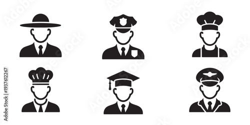 Various professions vector icons set, different career path and occupations