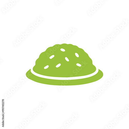 Simple Green Rice Dish Icon For Food And Restaurant Menus Vector