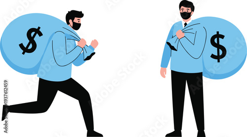 Businessman Carrying Money Bag Illustration Concept of Financial Growth Investment Profit Success and Wealth Management Vector Isolated on White Background