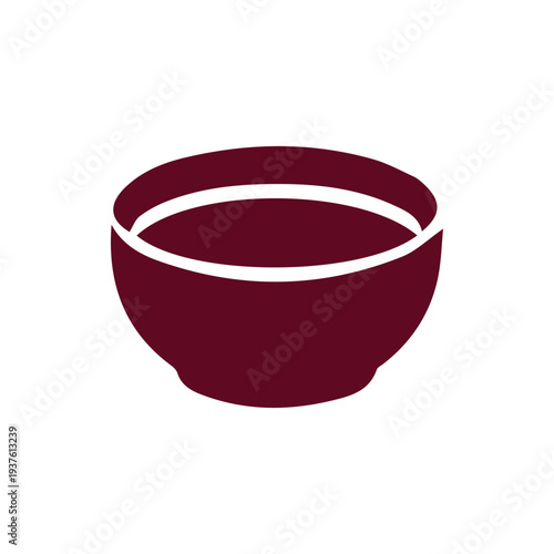 Elegant Deep Red Bowl Graphic Isolated on a Clean White Background