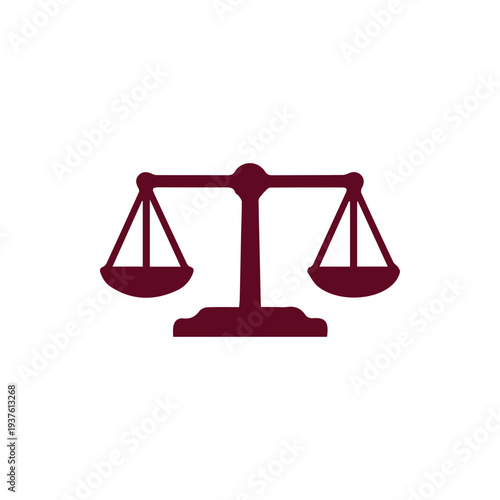 Maroon Scales of Justice Icon Symbolizing Law Equality and Balance
