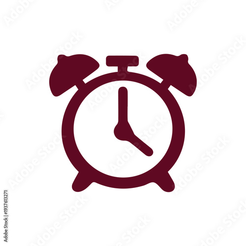 Cuadro en lienzo Maroon Alarm Clock Icon Simple Vector Illustration For Time Concepts