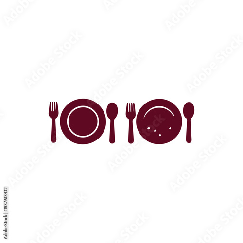 Vector Graphic of Clean and Dirty Plates Before and After a Meal
