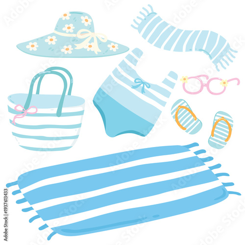 Summer element collection.Summer holiday beach