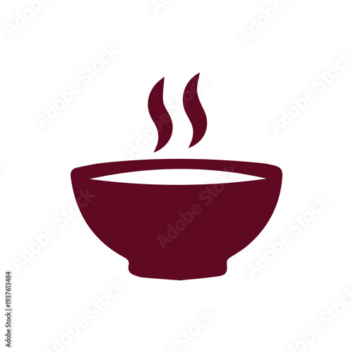 Steaming Hot Bowl Of Soup Icon Simple Maroon Vector Illustration