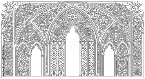 Intricate gothic architecture design with detailed ornamental elements