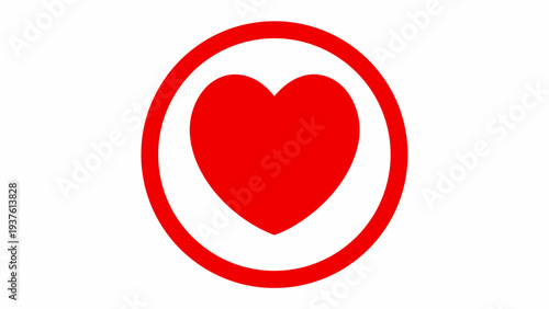 Vibrant red heart symbol in modern circular design