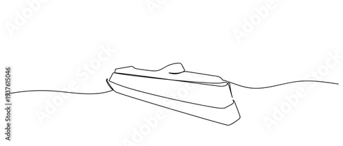 cruise ship in continuous line art drawing style. minimalist black linear sketch isolated on transparent background Editable stroke.