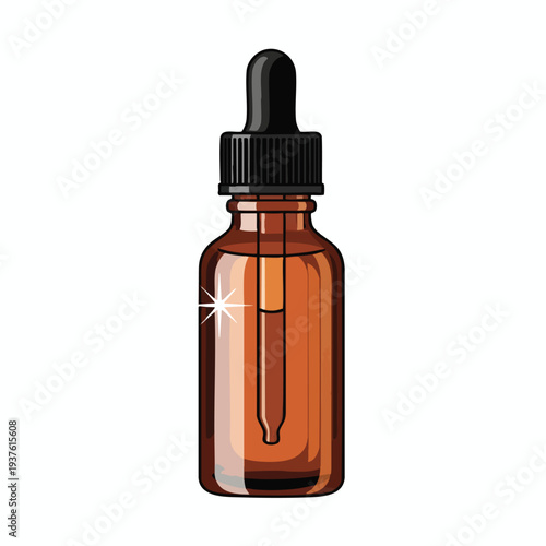 Close Up of a Brown Dropper Bottle with a Pipette for Medical or Cosmetic Use