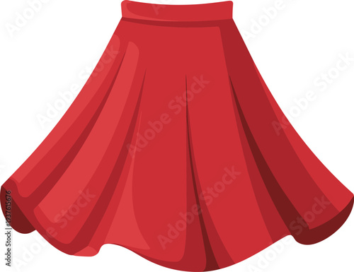 Beautiful red skirt dress vector on white background.