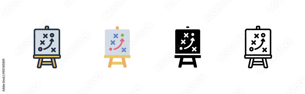 Naklejka premium strategy icon. planning board tactic. goal direction. business management. various style icon design. vector illustration