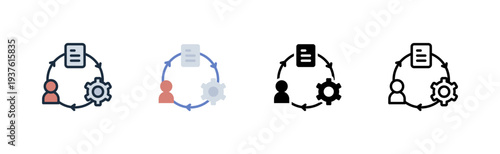 work process icon. circular task flow. system routine. business method. various style icon design. vector illustration
