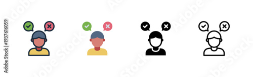 decision making icon. choice evaluation. management judgment. business action. various style icon design. vector illustration