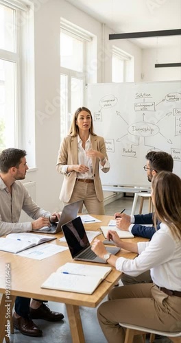 Business presentation in a modern office with professional individuals