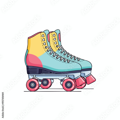 Vibrant Retro Roller Skate Illustration
