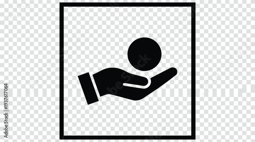 Black Hand with Coin Icon Vector on Transparent Background