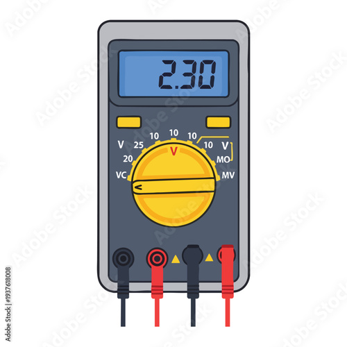 Digital Multimeter Measuring Electrical Voltage in a Testing Environment
