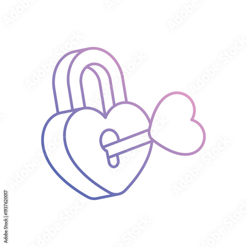 Love Lock with Key icon clean and modern vector illustration