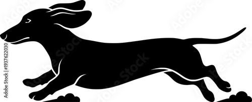 dachshund jumping, sketch silhouette - vector
