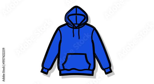 Blue Hoodie Sweatshirt with Kangaroo Pocket.