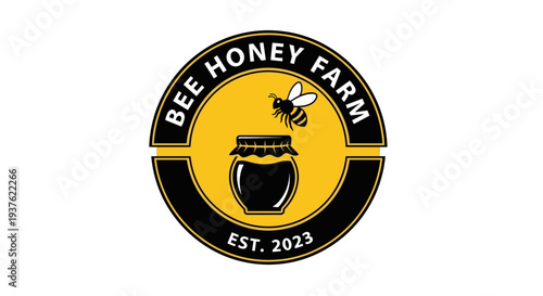 Bee Honey Farm Logo Design Element.