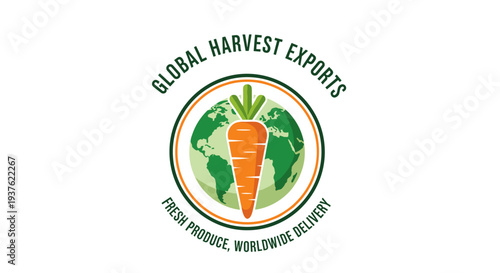 Carrot Logo Design with Globe Element.