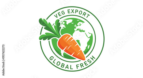 Carrot Logo with Green Leaves and Globe.