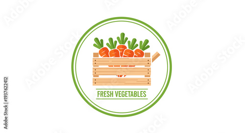Fresh Vegetables Crate Logo Design Illustration.