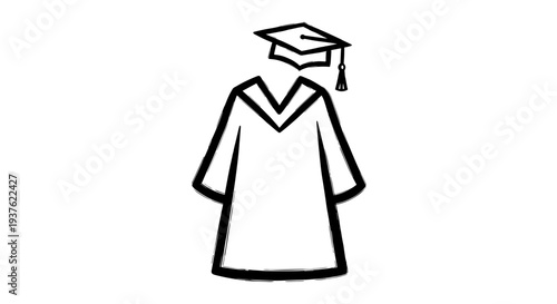 Graduation Gown and Cap Illustration.