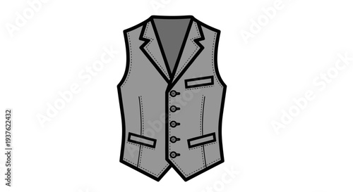 Gray Waistcoat with Pockets and Buttons.