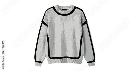 Gray Sweater with Black Trim Details.