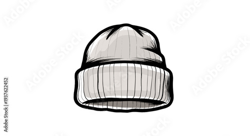 Hand drawn illustration of beanie hat.