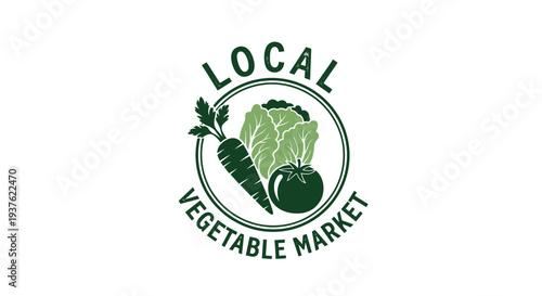 Local Vegetable Market Logo Design Illustration.