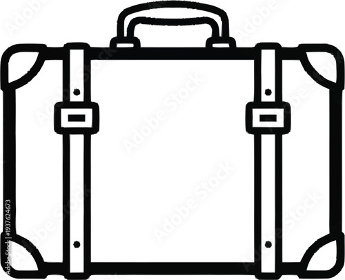 Vintage travel suitcase with straps and reinforced corners for vacation trip luggage and journey adventure baggage