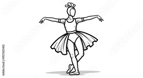 Ballet Dancer in Pirouette Position Illustration.