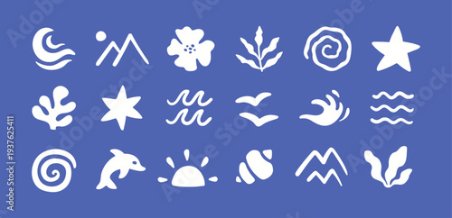 Set of marine abstract wavy icons