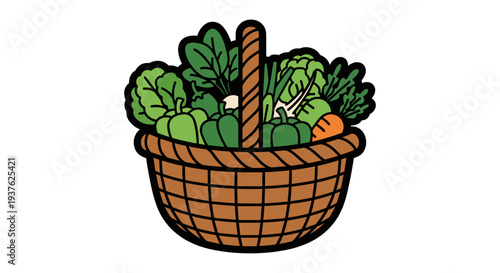 Basket of Fresh Vegetables and Greens.