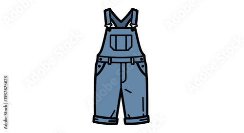 Blue Dungarees Overalls Cartoon Illustration.
