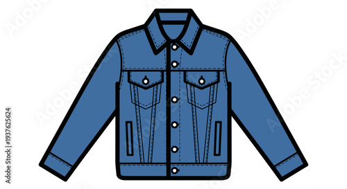 Blue Denim Jacket with Pockets and Buttons.