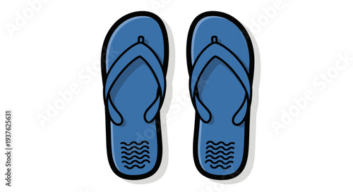 Blue Flip Flops on White Background.