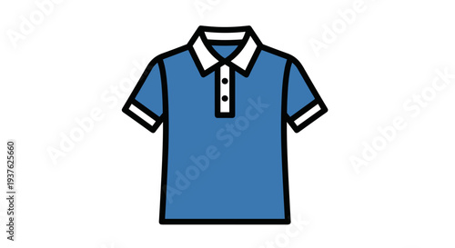 Blue Polo Shirt with White Collar.