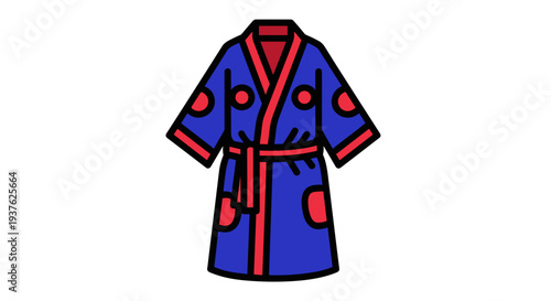 Blue Robe with Red Trim and Pockets.