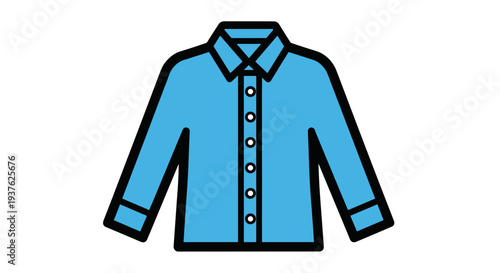 Blue Shirt with Collar and Buttons.