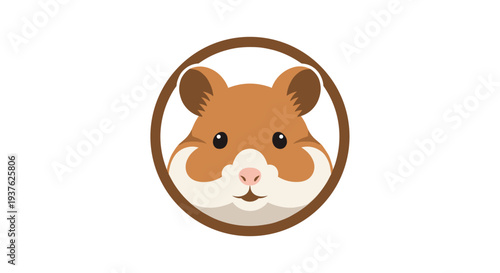 Cartoon Hamster Face in Circle Icon.