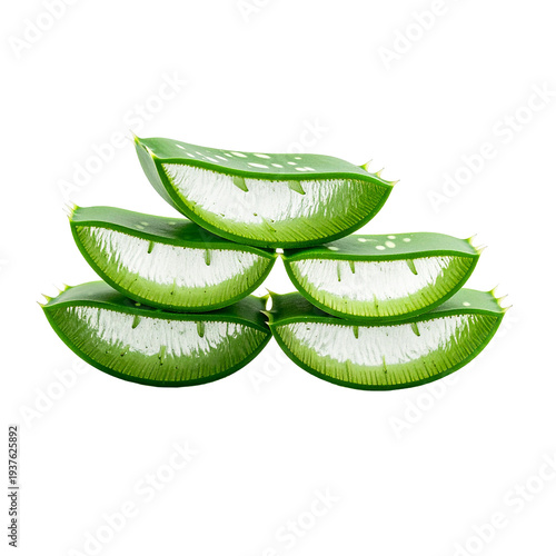 Wallpaper Mural Aloe Vera Isolated On White Background: A close-up view of fresh Aloe Vera leaves, showcasing their vibrant green color and succulent texture, is a testament to natural skincare and well-being. Torontodigital.ca