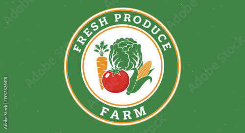 Fresh Produce Farm Logo with Vegetables.