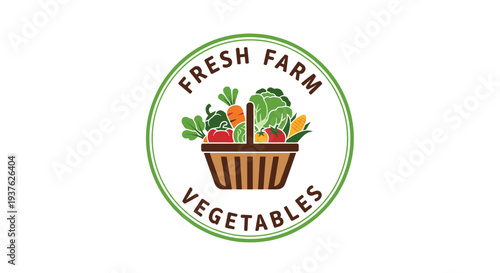 Fresh Farm Vegetables Basket Logo Design.